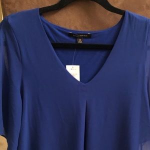 Banana Republic royal blue short sleeve ruffle top